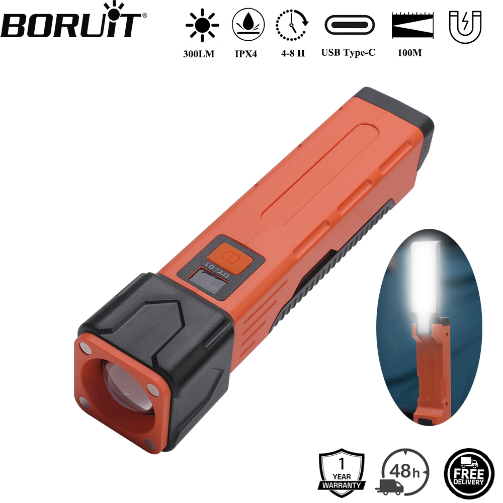 Tactical Flashlight Rechargeable - BORUiT 300LM светодиодный рабочий фонарь с