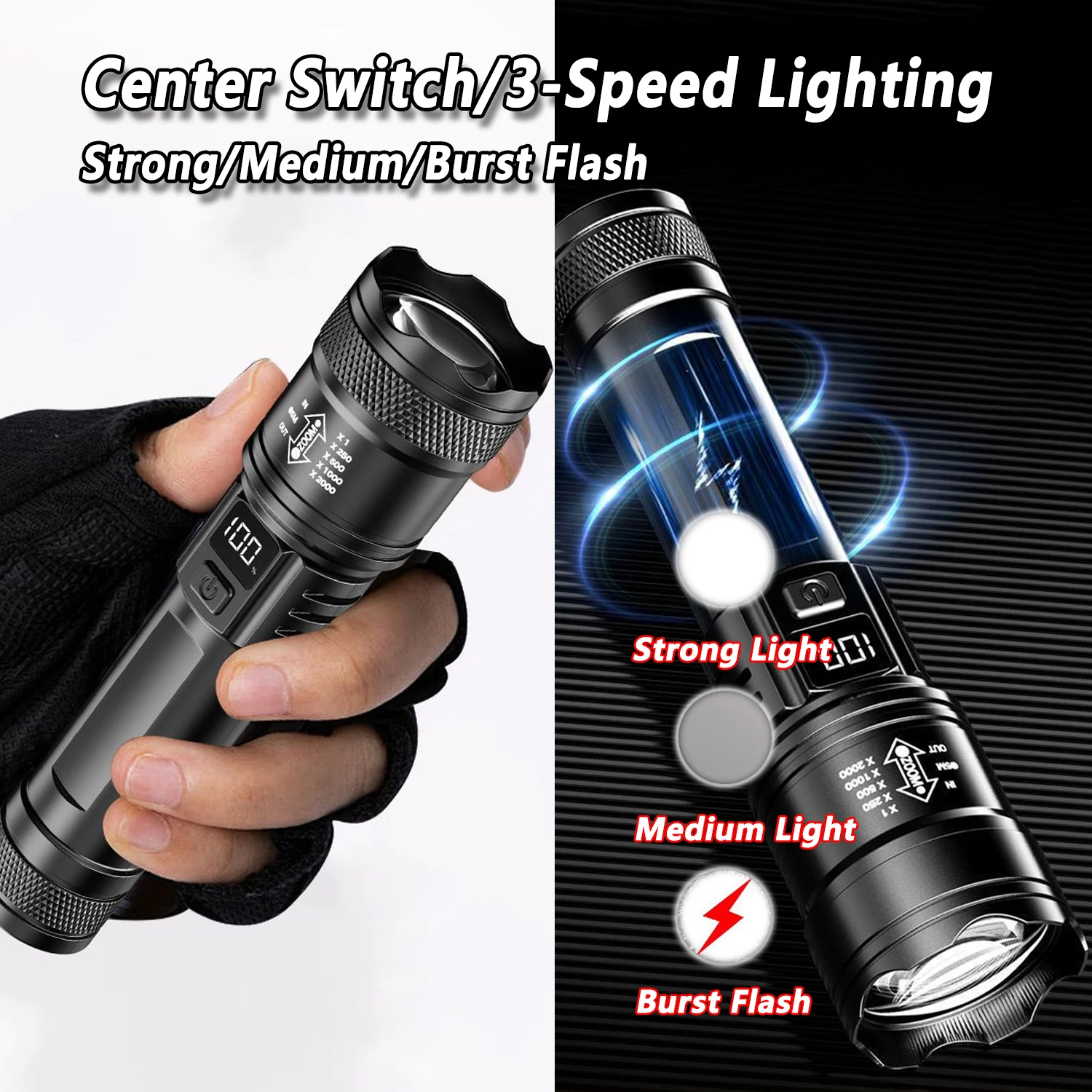 TY-908M светодиодный фонарик 2 – обзор и цена Tactical Flashlight Rechargeable