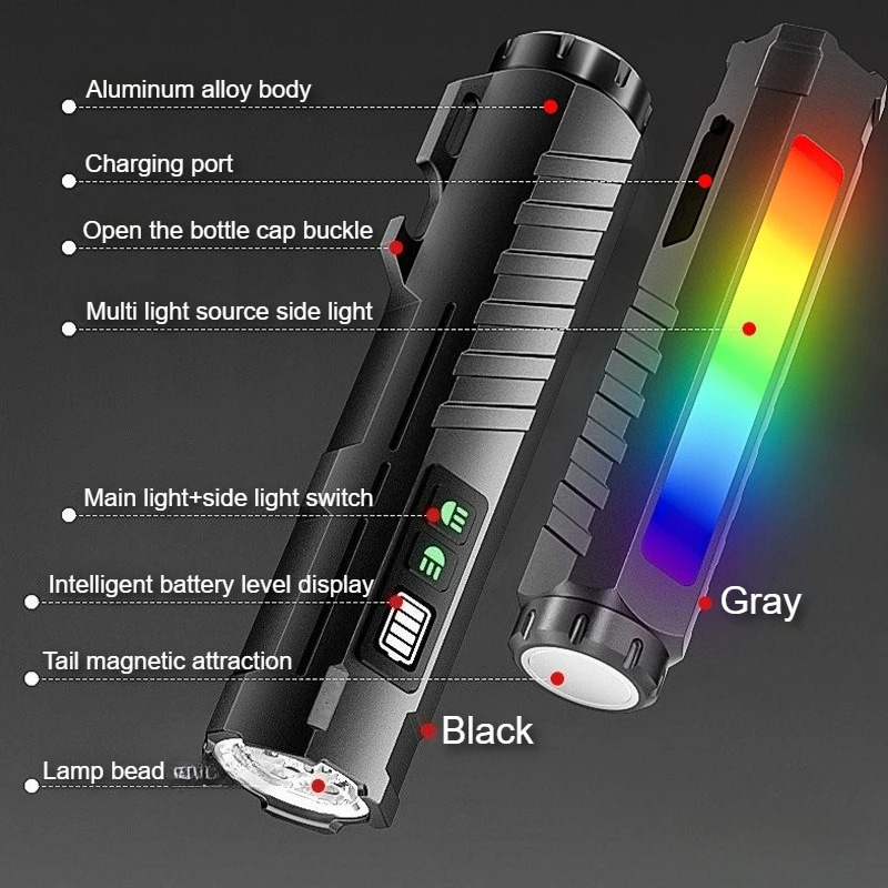 Тактический фонарь с RGB-подсв – обзор и цена Tactical Flashlight Rechargeable