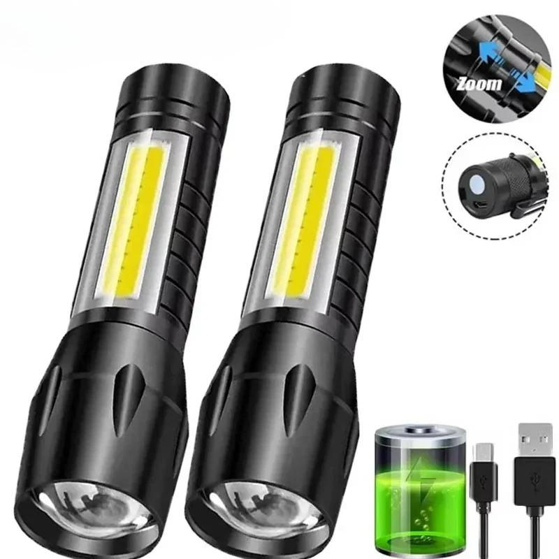 Портативный COB + светодиодный – обзор и цена Tactical Flashlight Rechargeable